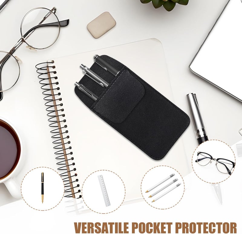 panthra 3-Pack Pu Leather Pocket Protector for Men Shirt, Small Pocket Protectors for Pens and Pencils, Holds 4 Pens, for Schools, Lab Coats, Offices and Nurse Hospitals (Black/Brown/Grey) - Image 5
